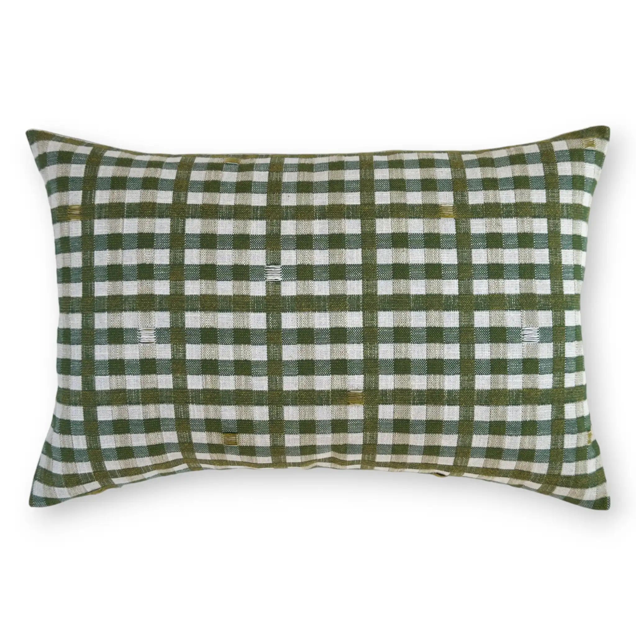 Rectangular green check cushion cover, 40×60 cm