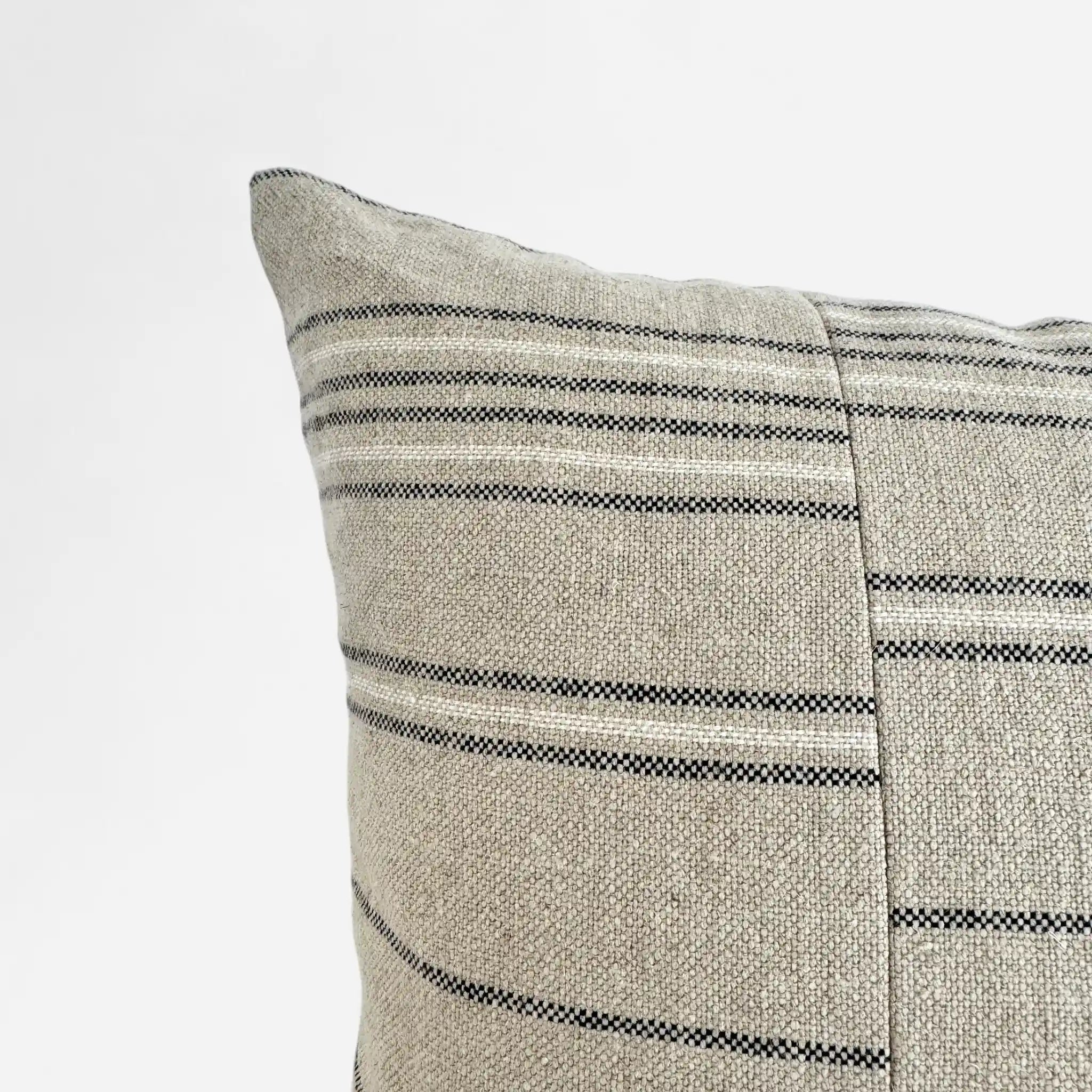 Neutral striped linen cushion cover