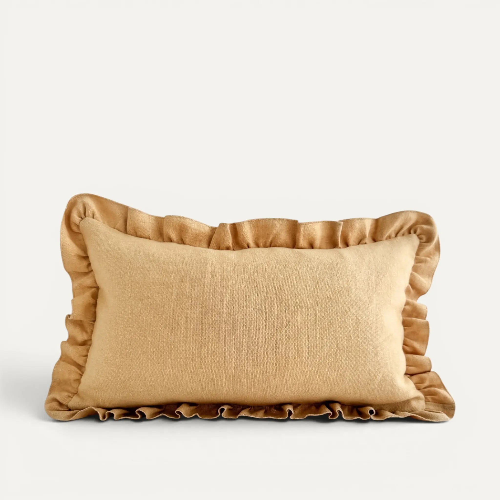 Essential Elegance Linen Ruffle Cushion Cover – Butter