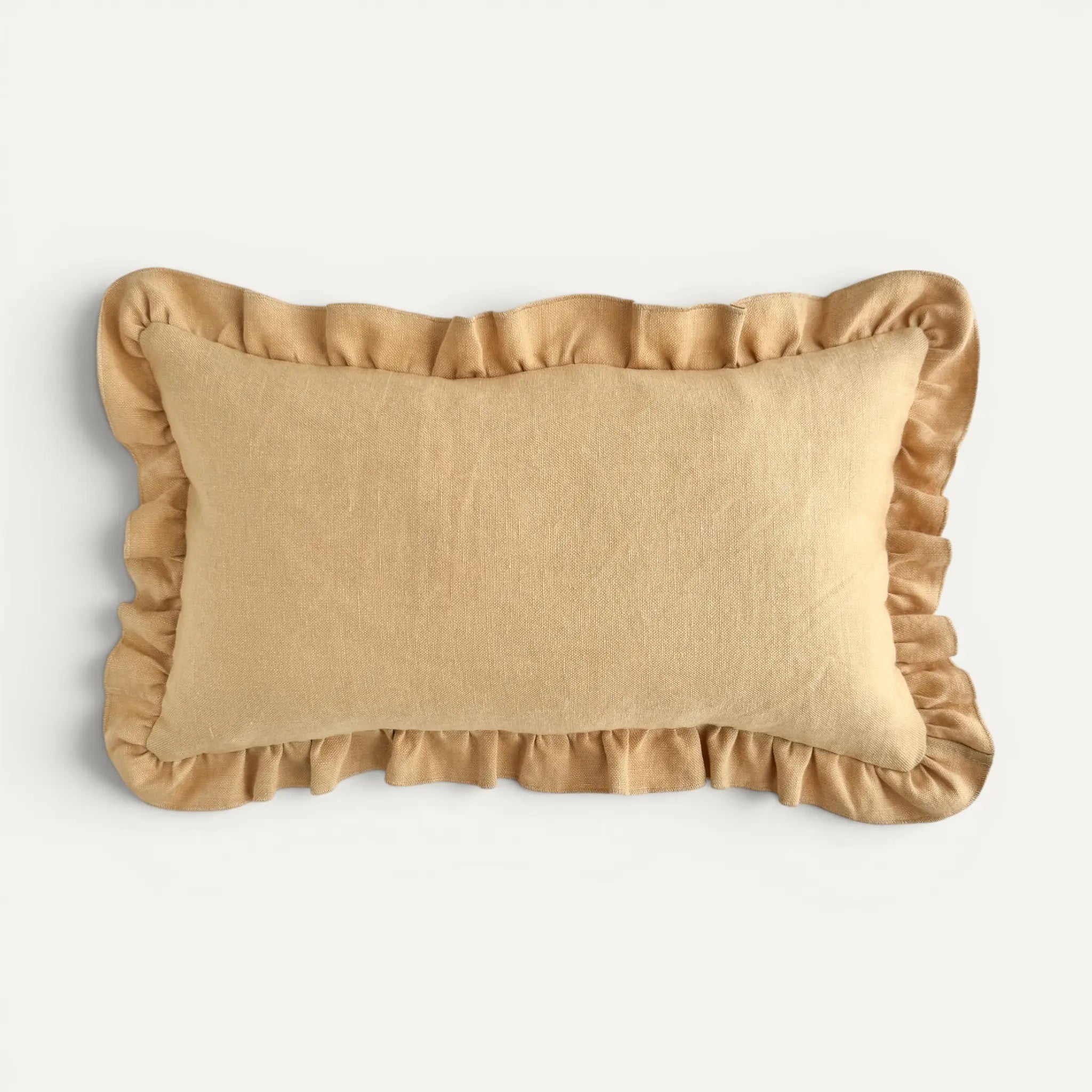 Essential Elegance Linen Ruffle Cushion Cover – Butter