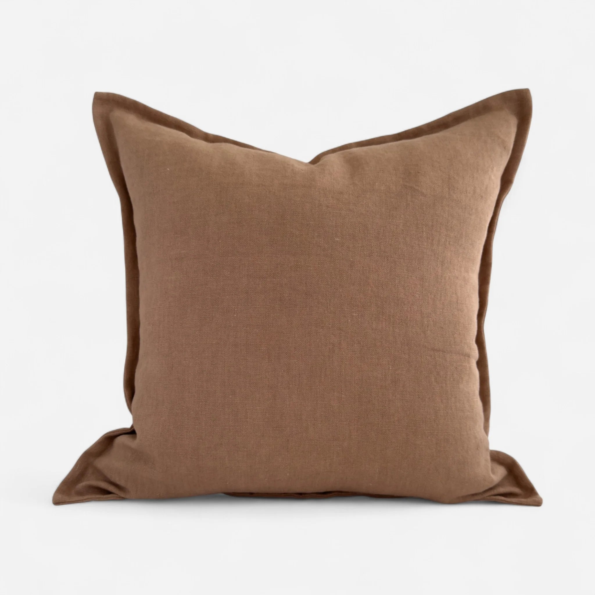 Brown linen cushion cover in clay tone
