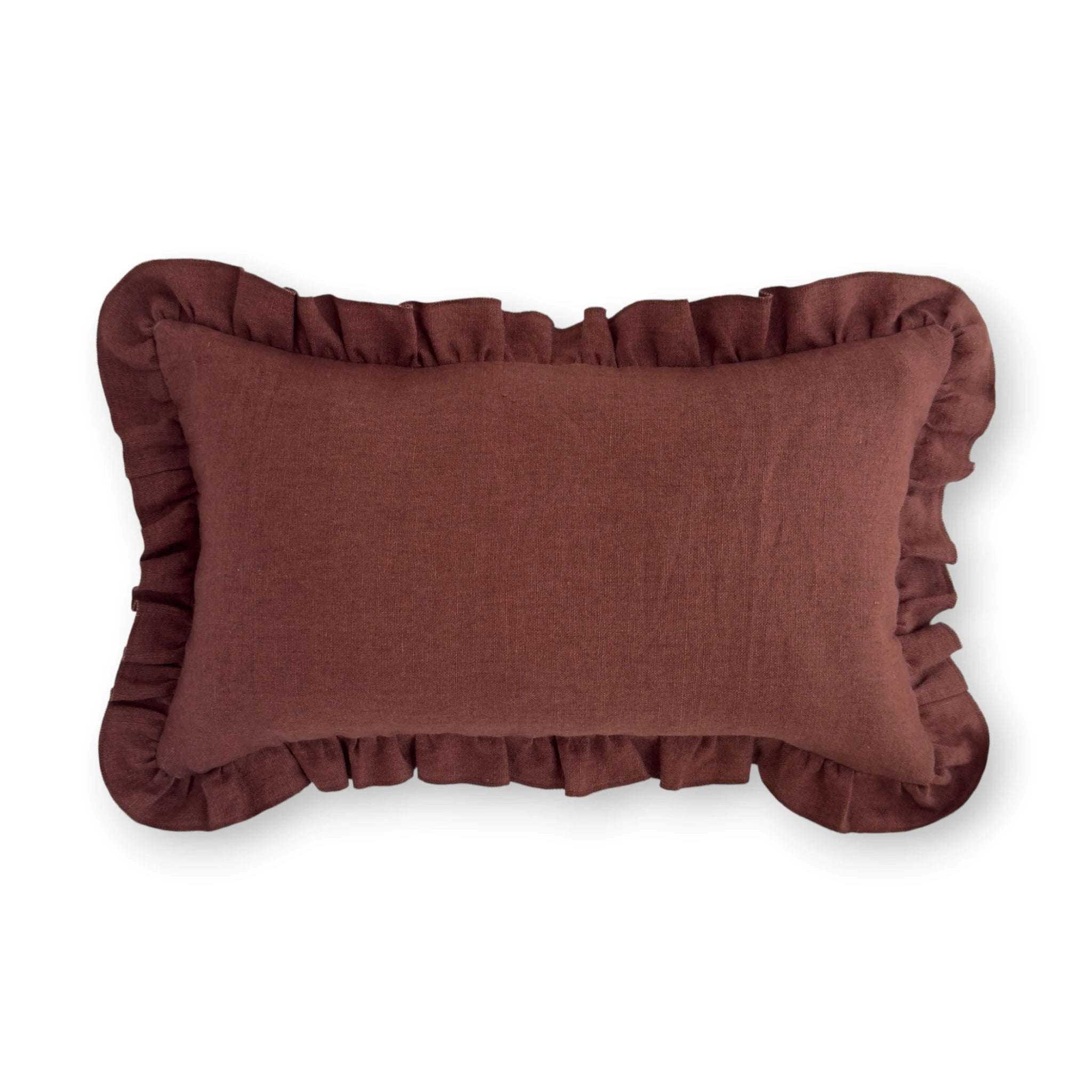 Burgundy frill cushion cover, 30x50 cm