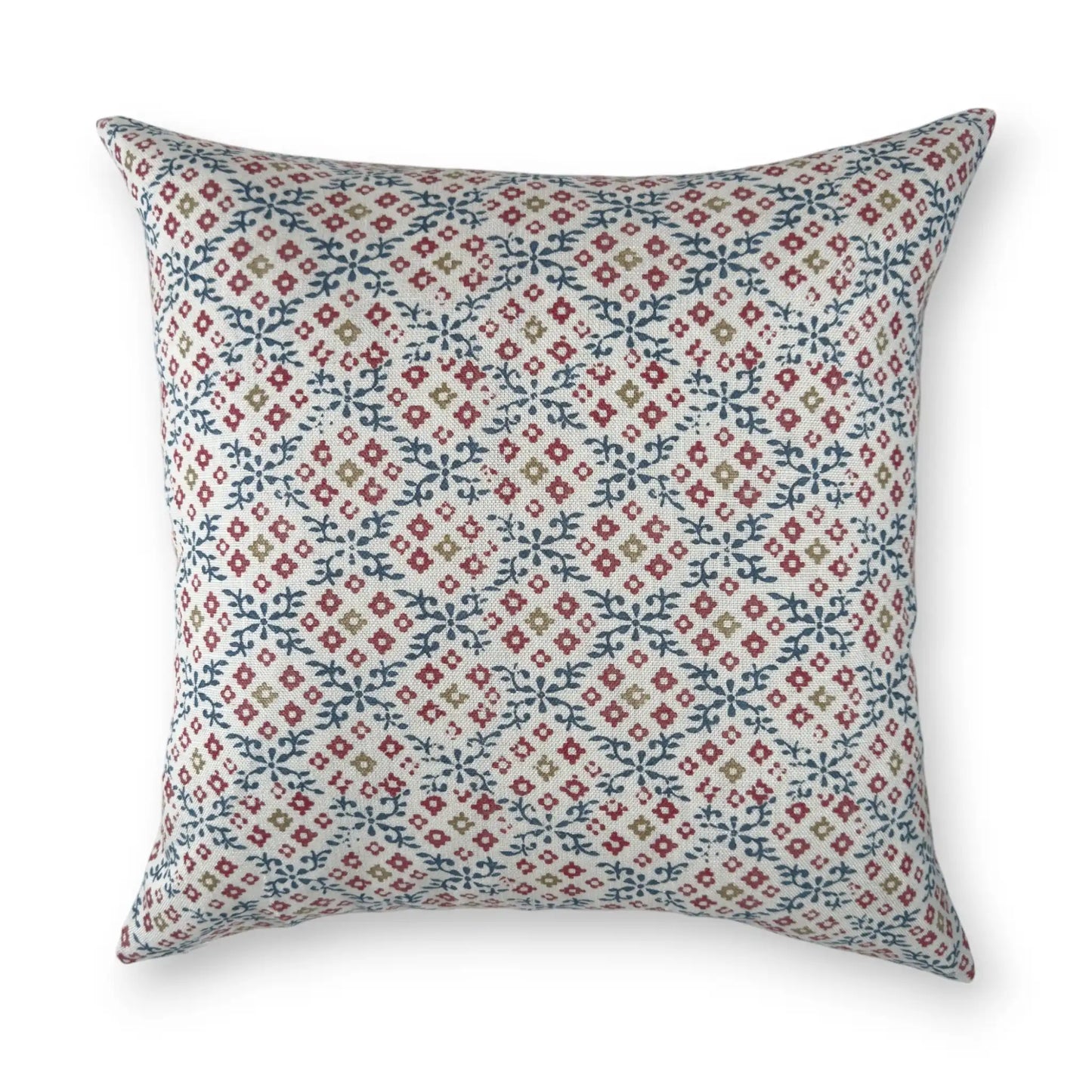 Playful Twist Floral Cushion Cover – Indigo/Red