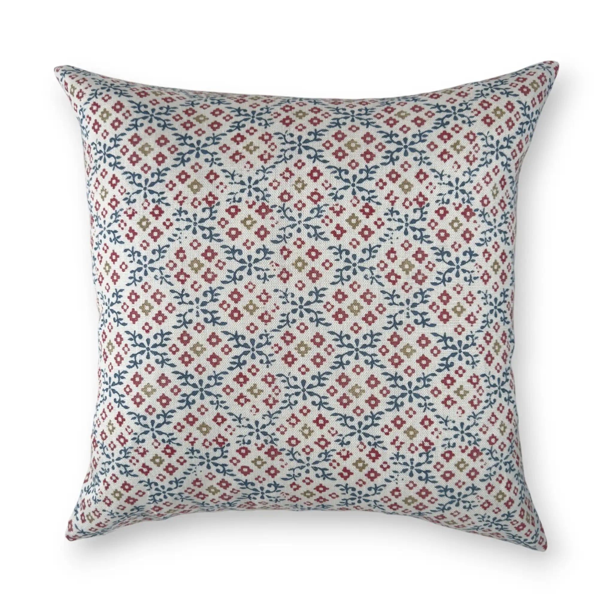 Playful Twist Floral Cushion Cover – Indigo/Red