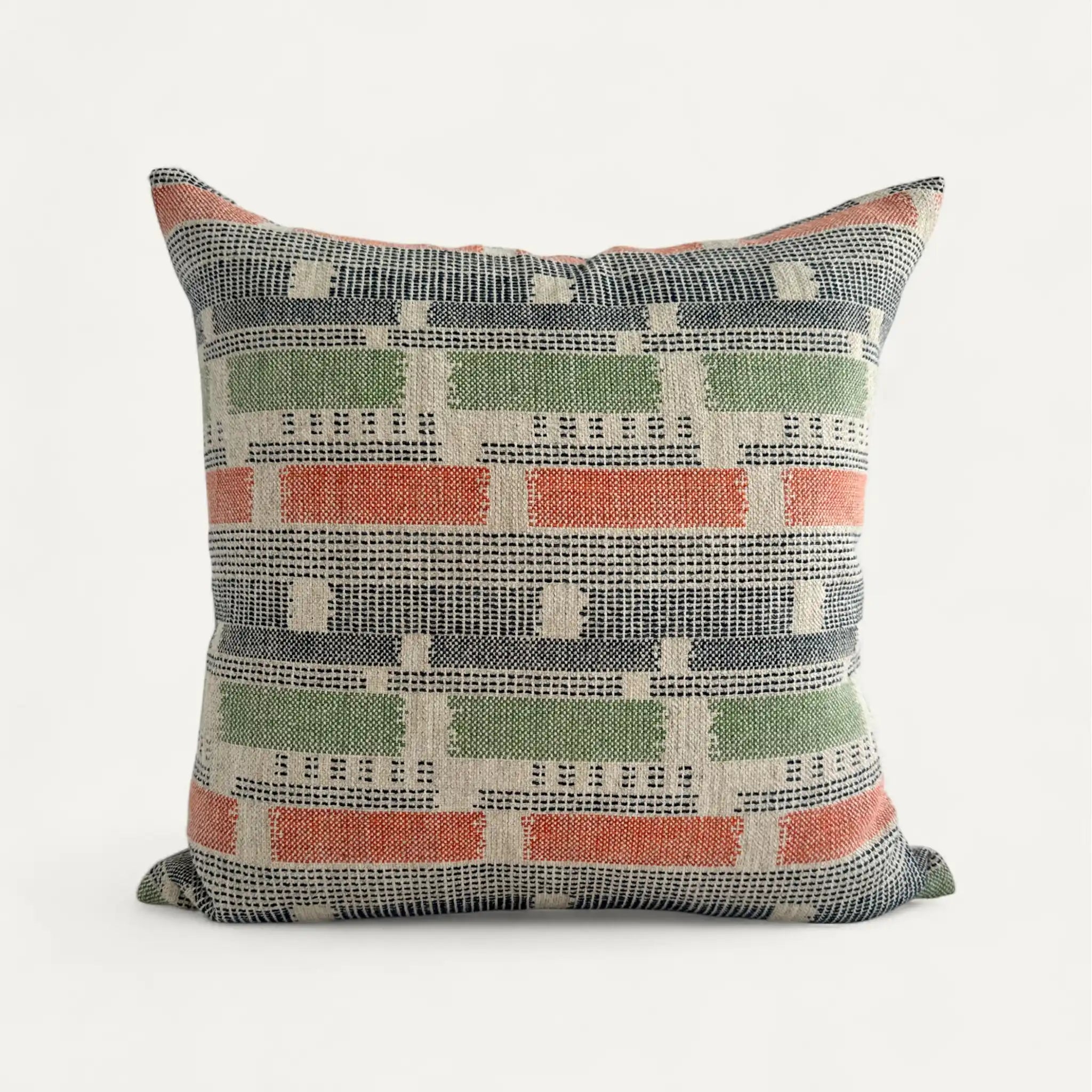 Green and orange bauhaus contemporary cushion cover
