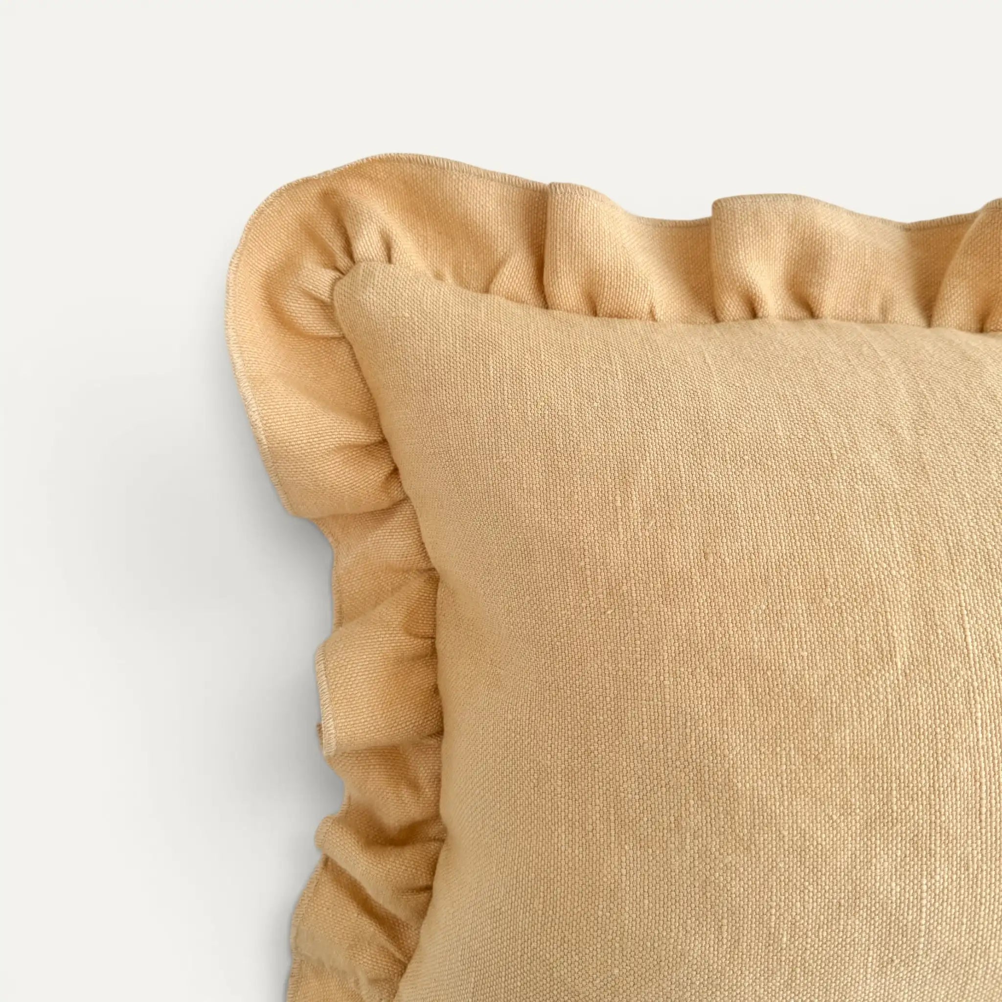 Essential Elegance Linen Ruffle Cushion Cover – Butter