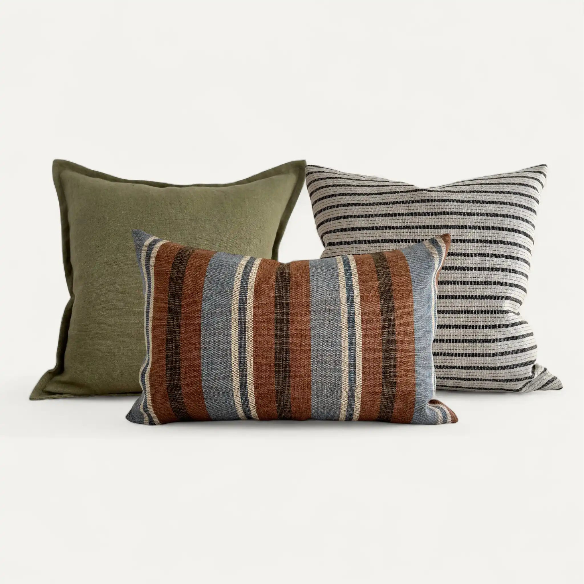 Olive green and brown cushion cover set