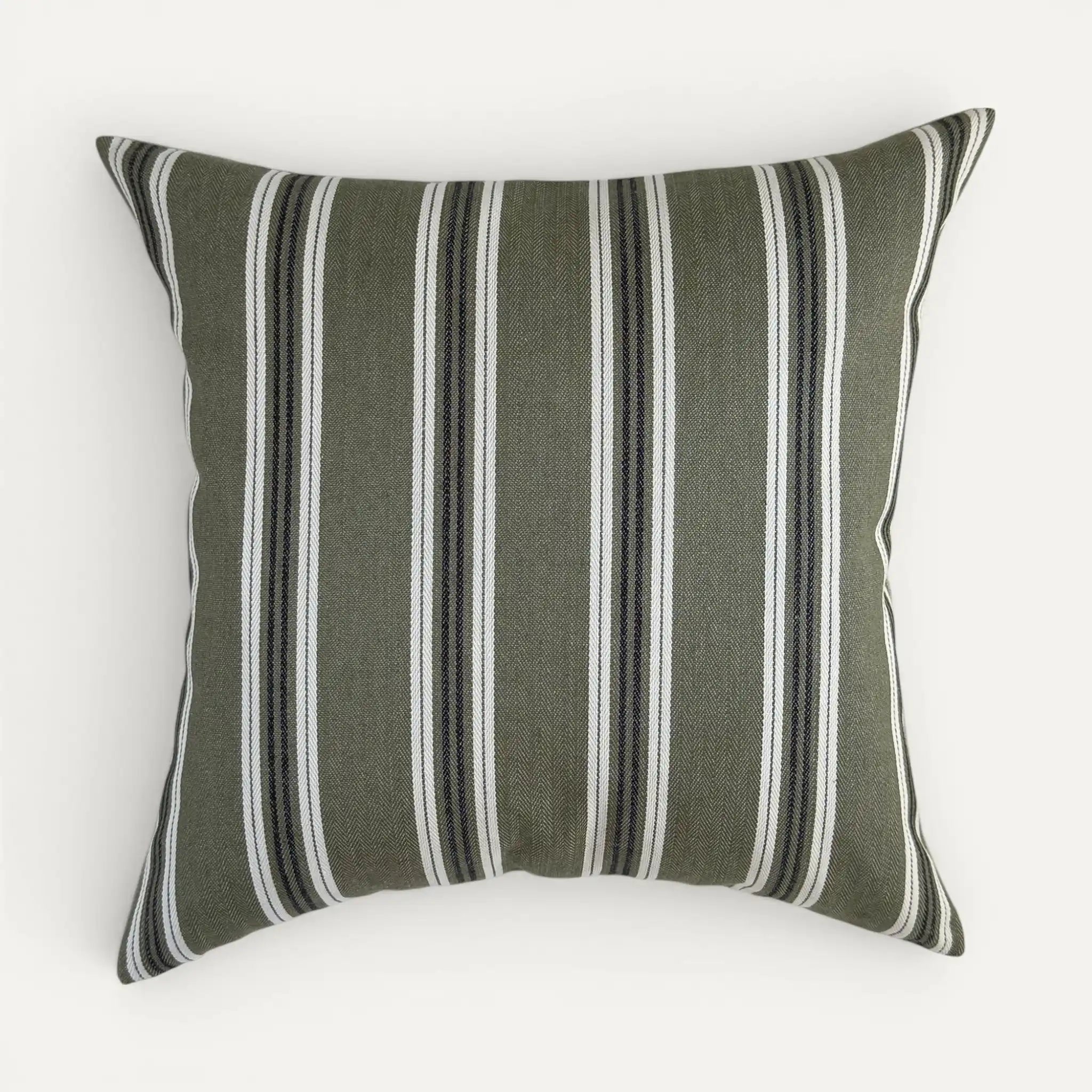 Olive green striped cushion cover