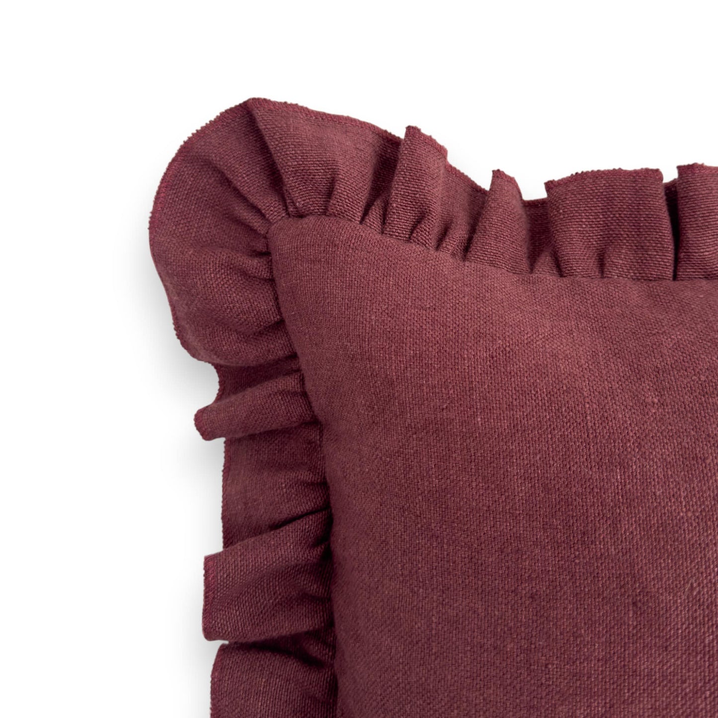 Detail view of purple frill cushion