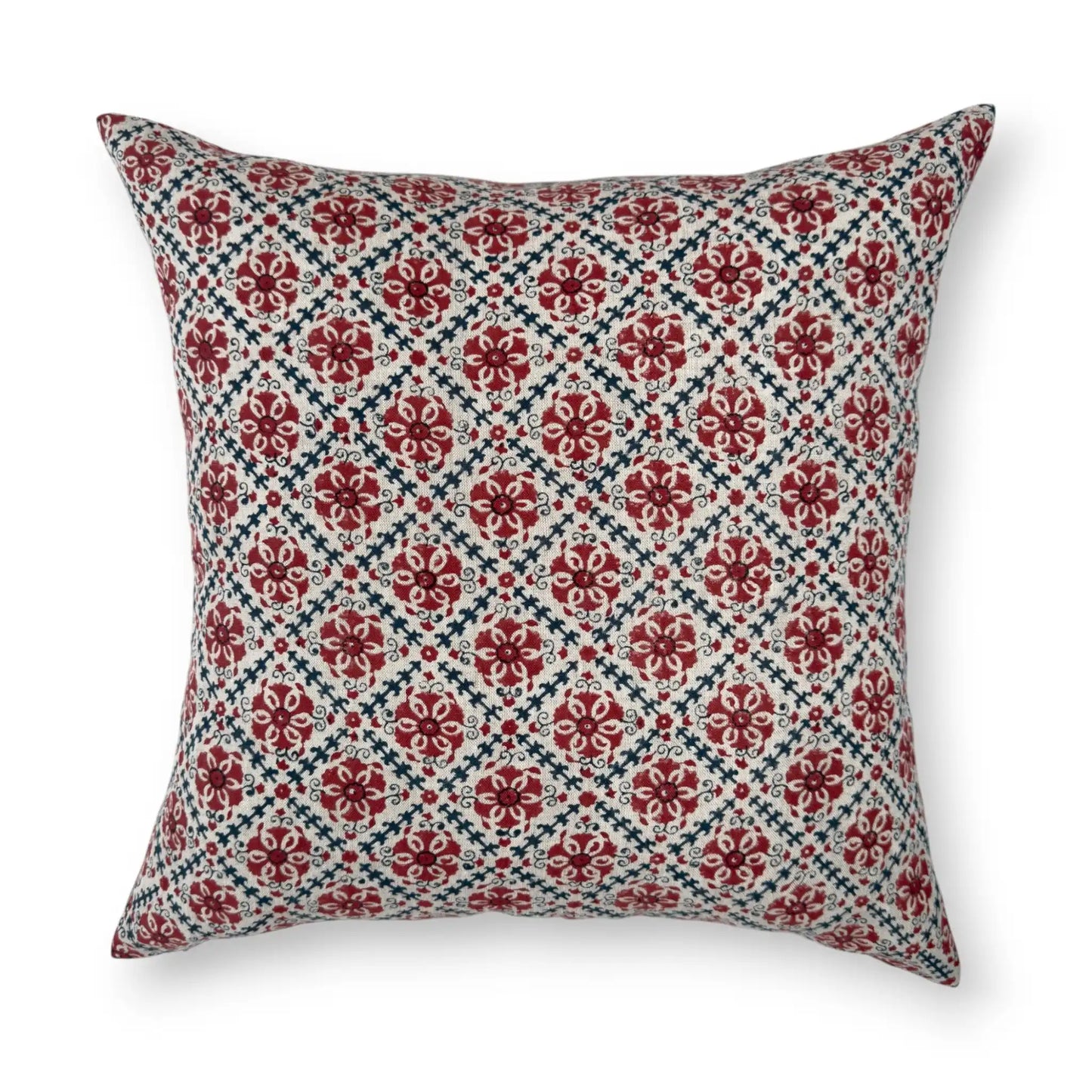 Dare to Shine Hand Block-Printed Cushion Cover – Red/Blue