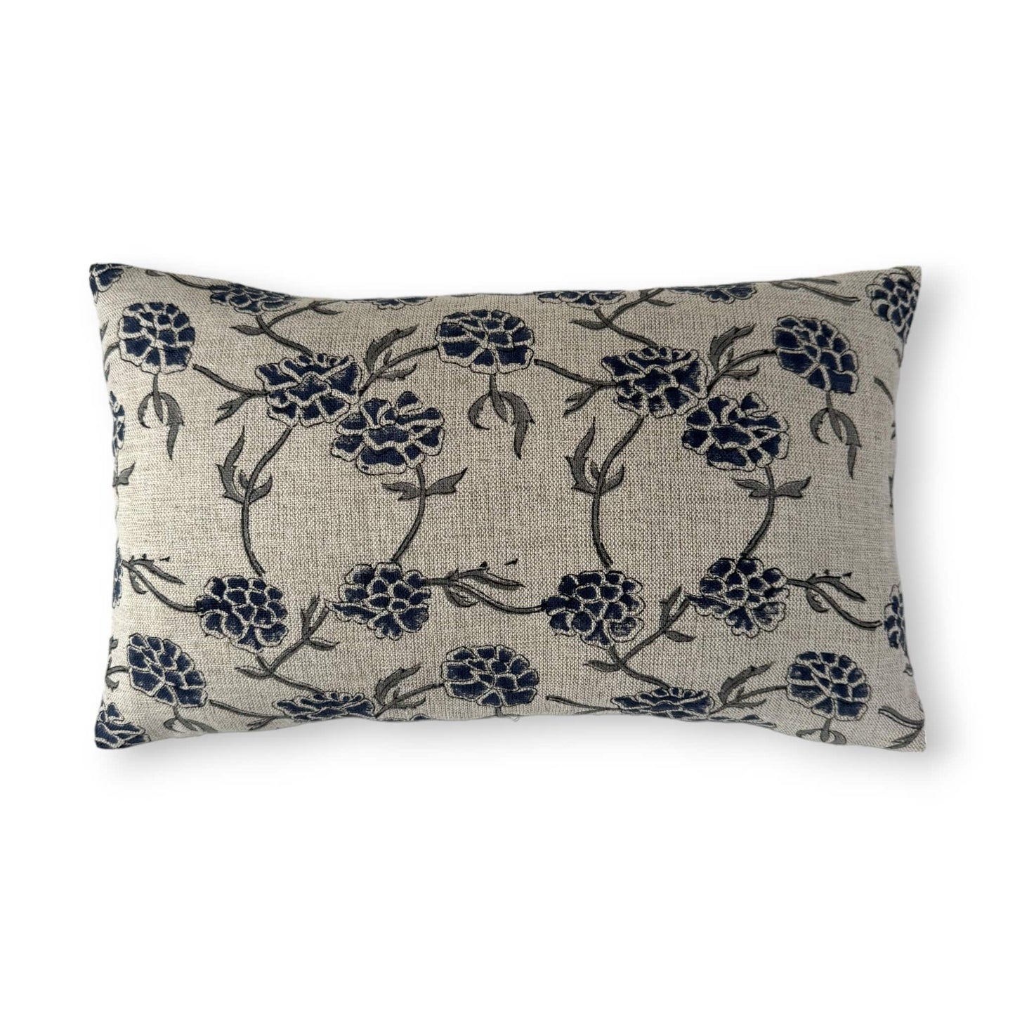 30x50 cm blue cushion cover with blue flowers