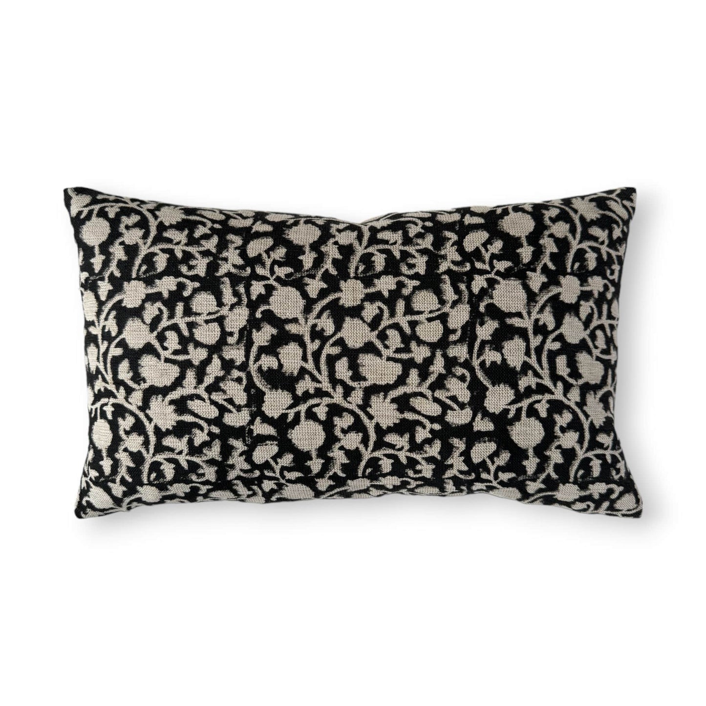 30x50 cm black and white floral  block print cushion cover