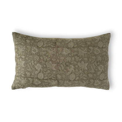 30x50 cm green floral block print cushion cover