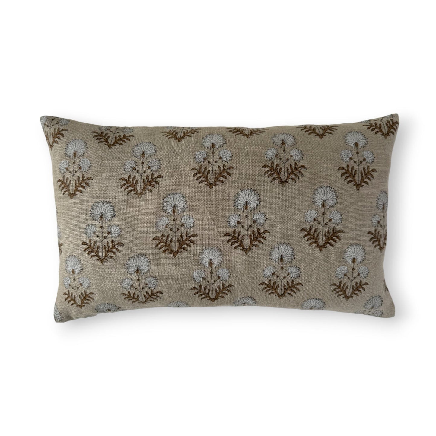 30x50 cm linen white floral cushion cover