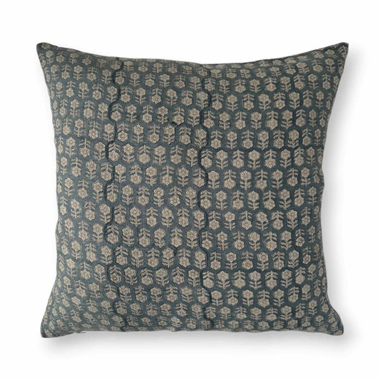 50x50 cm blue floral linen cushion cover