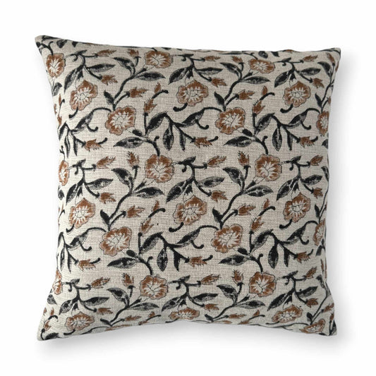 50x50 cm brown black floral block print cushion cover