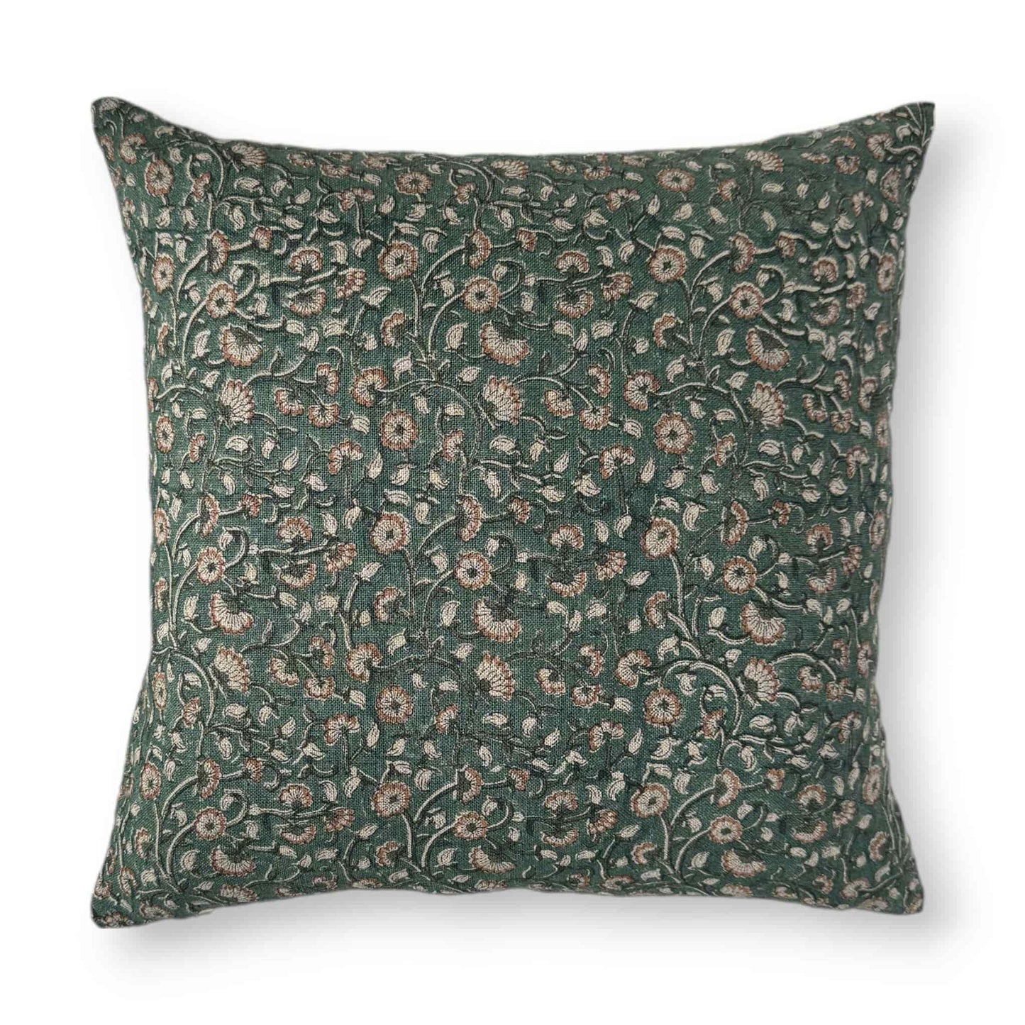 50x50 cm green floral linen cushion cover