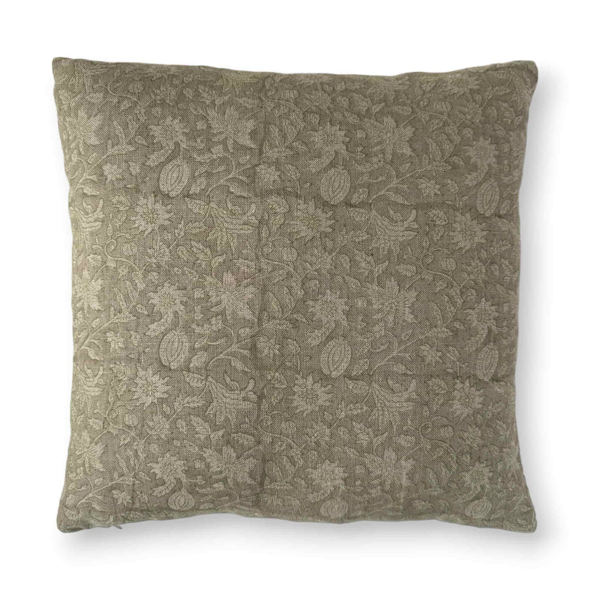 50x50 cm green floral block print cushion cover