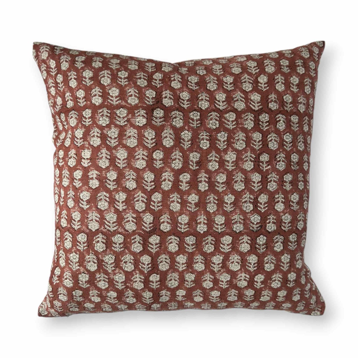 50x50 cm rusty red floral linen cushion cover