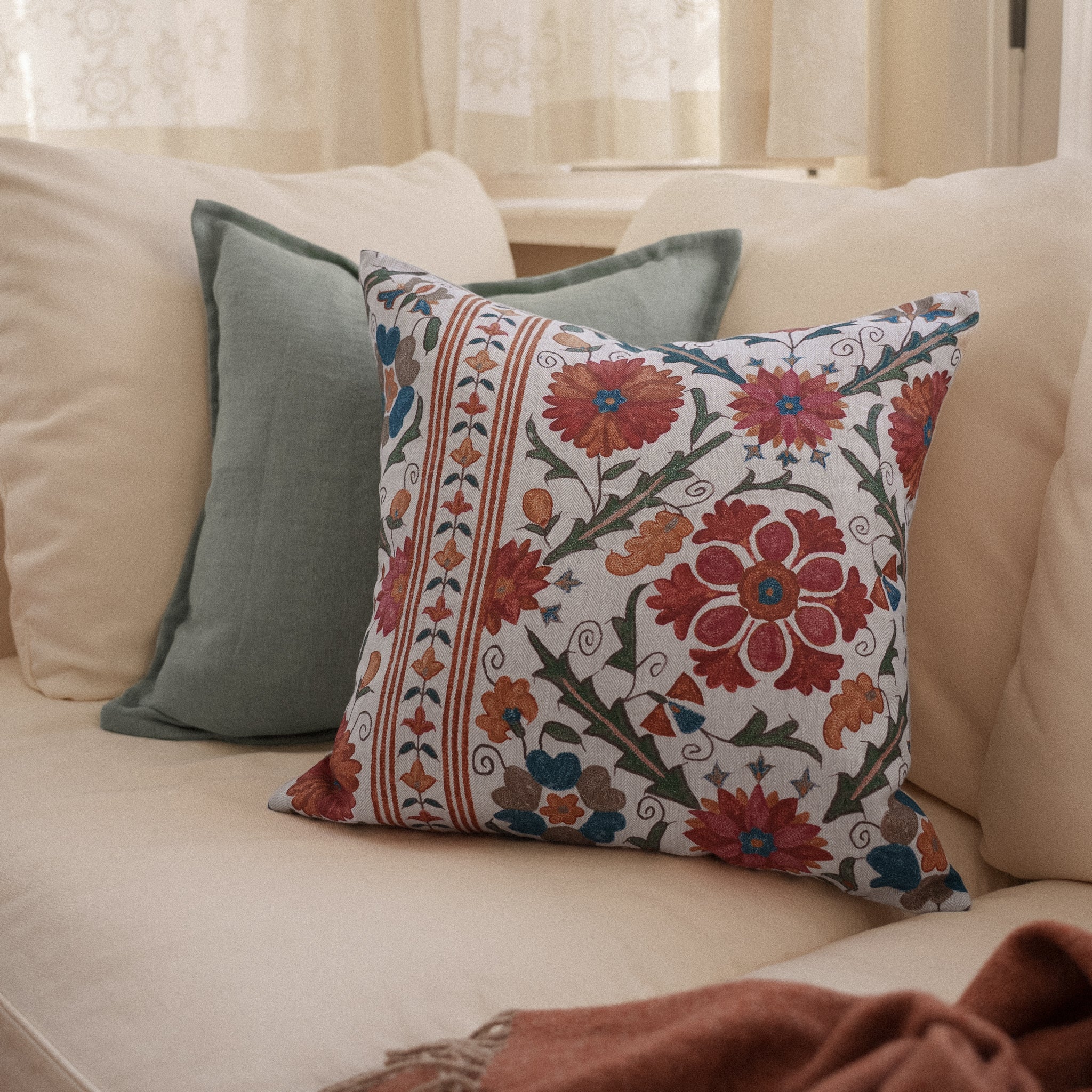 Slow Mornings Floral Linen Cushion Cover
