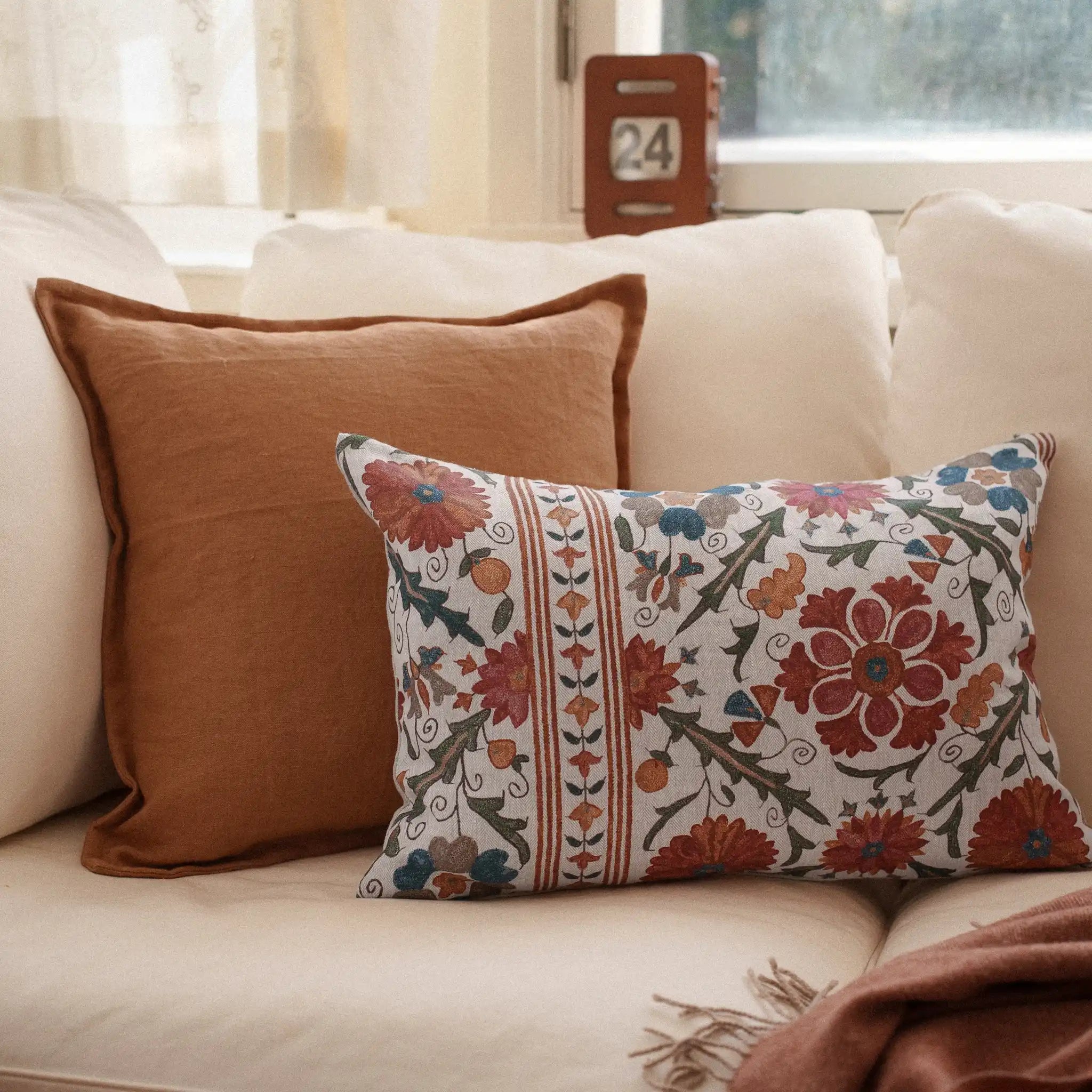 Slow Mornings Floral Linen Cushion Cover