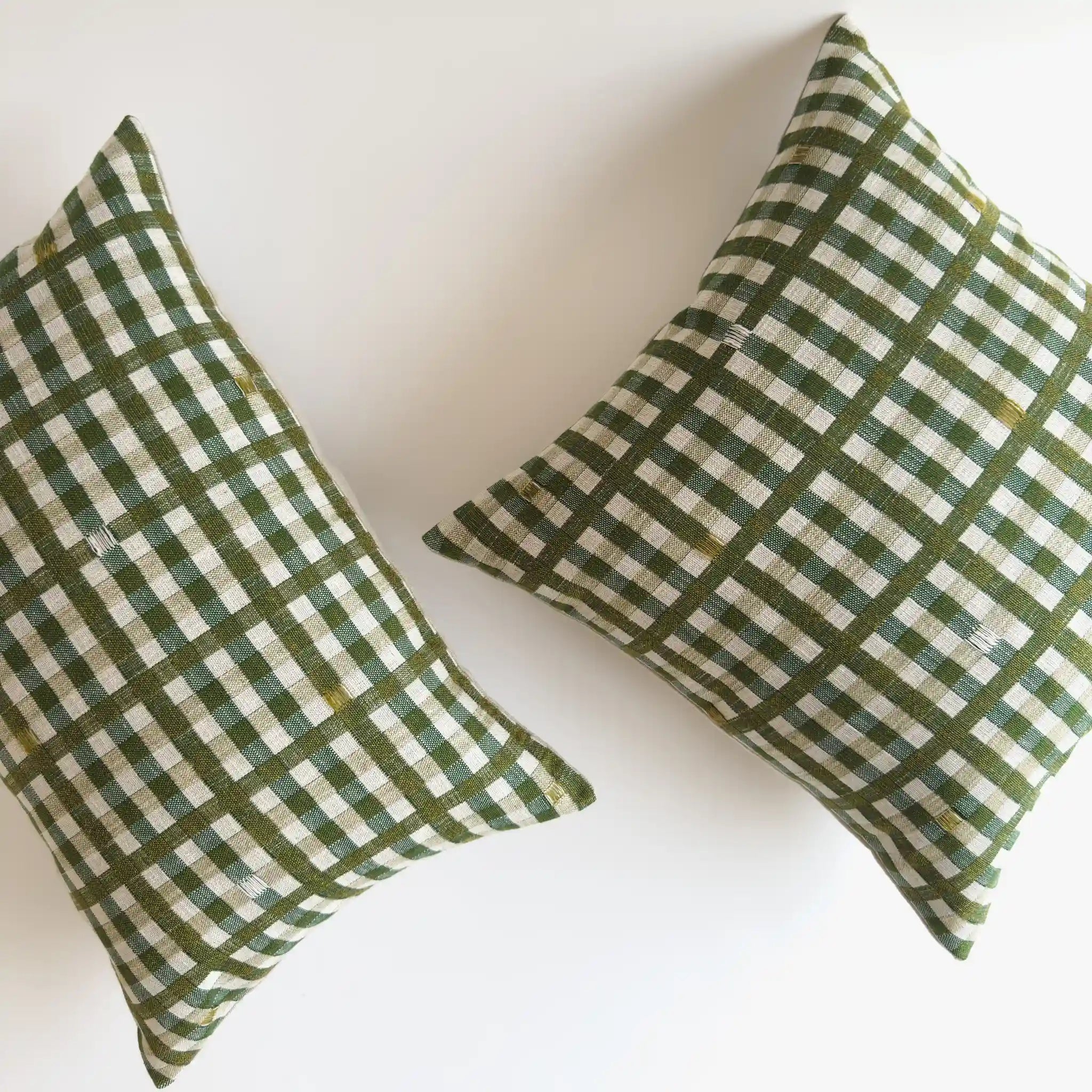 Less is More Check Cushion Cover – Warm Green