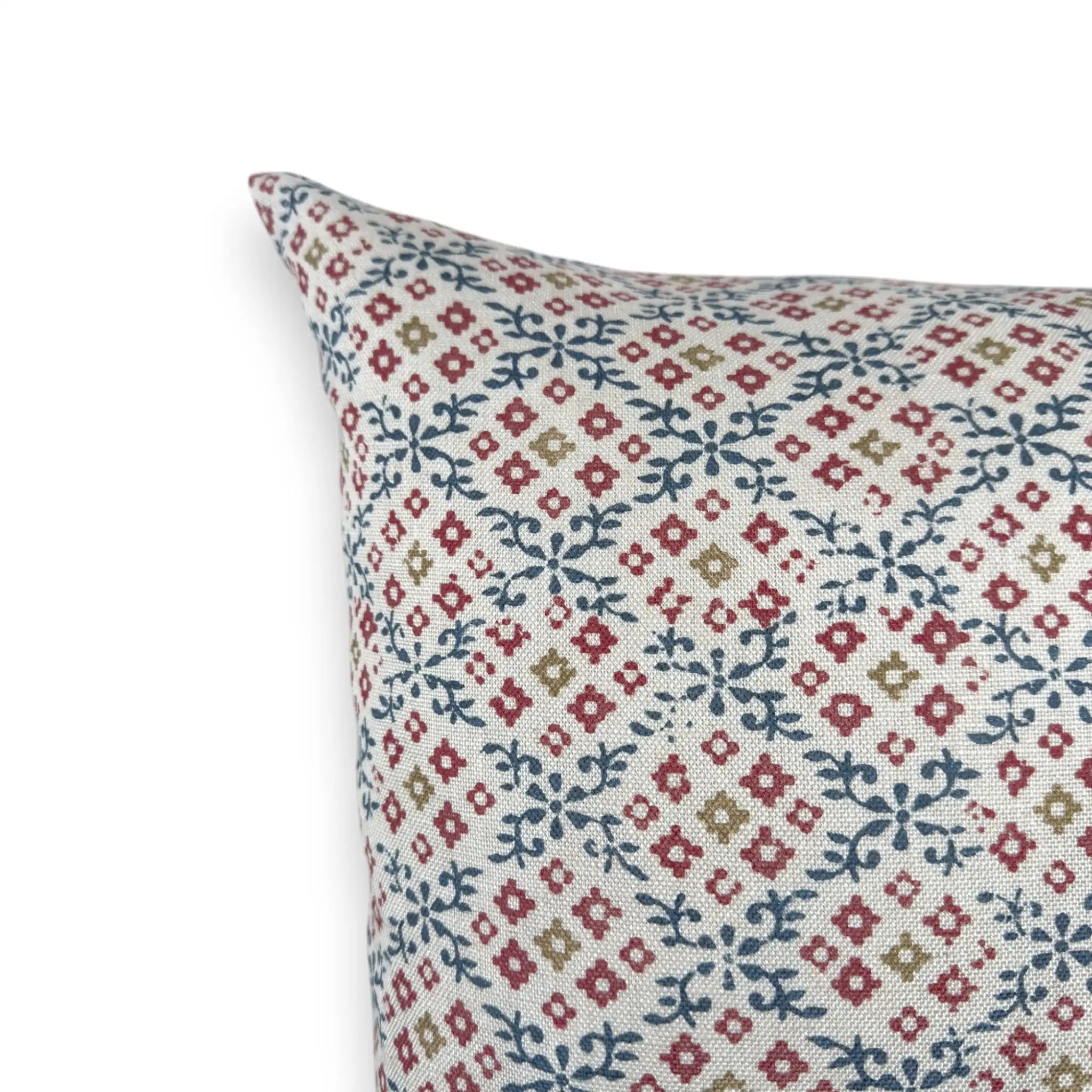 Playful Twist Floral Cushion Cover – Indigo/Red