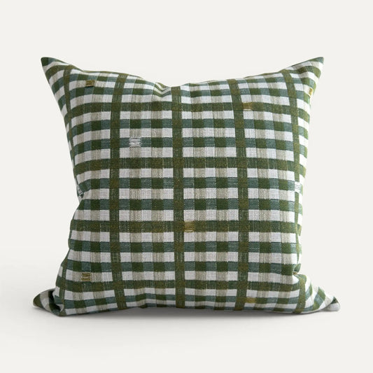 Green check cushion cover