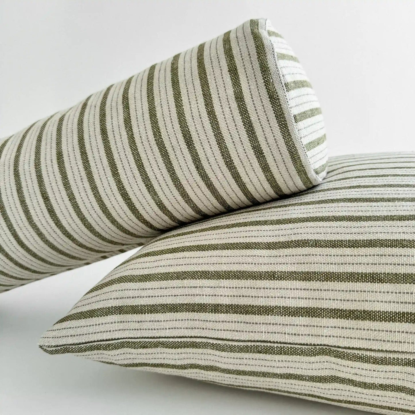 Moments Striped Linen Blend Cushion Cover – Olive