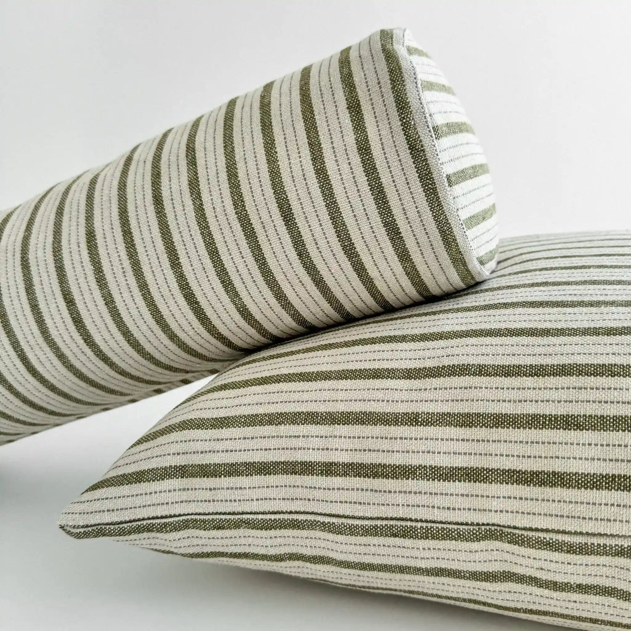 Moments Striped Linen Blend Cushion Cover – Olive