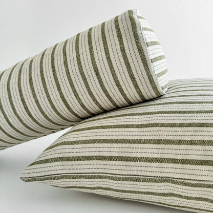 Moments Striped Linen Blend Cushion Cover – Olive