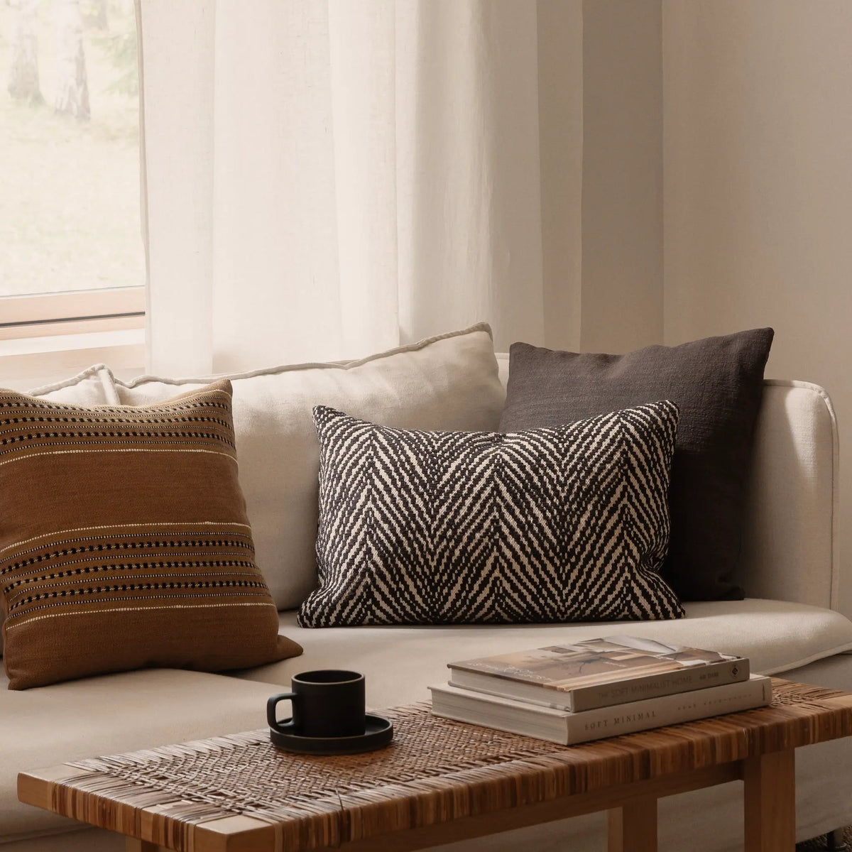 Plume Cushion Set - Cacao/Tan