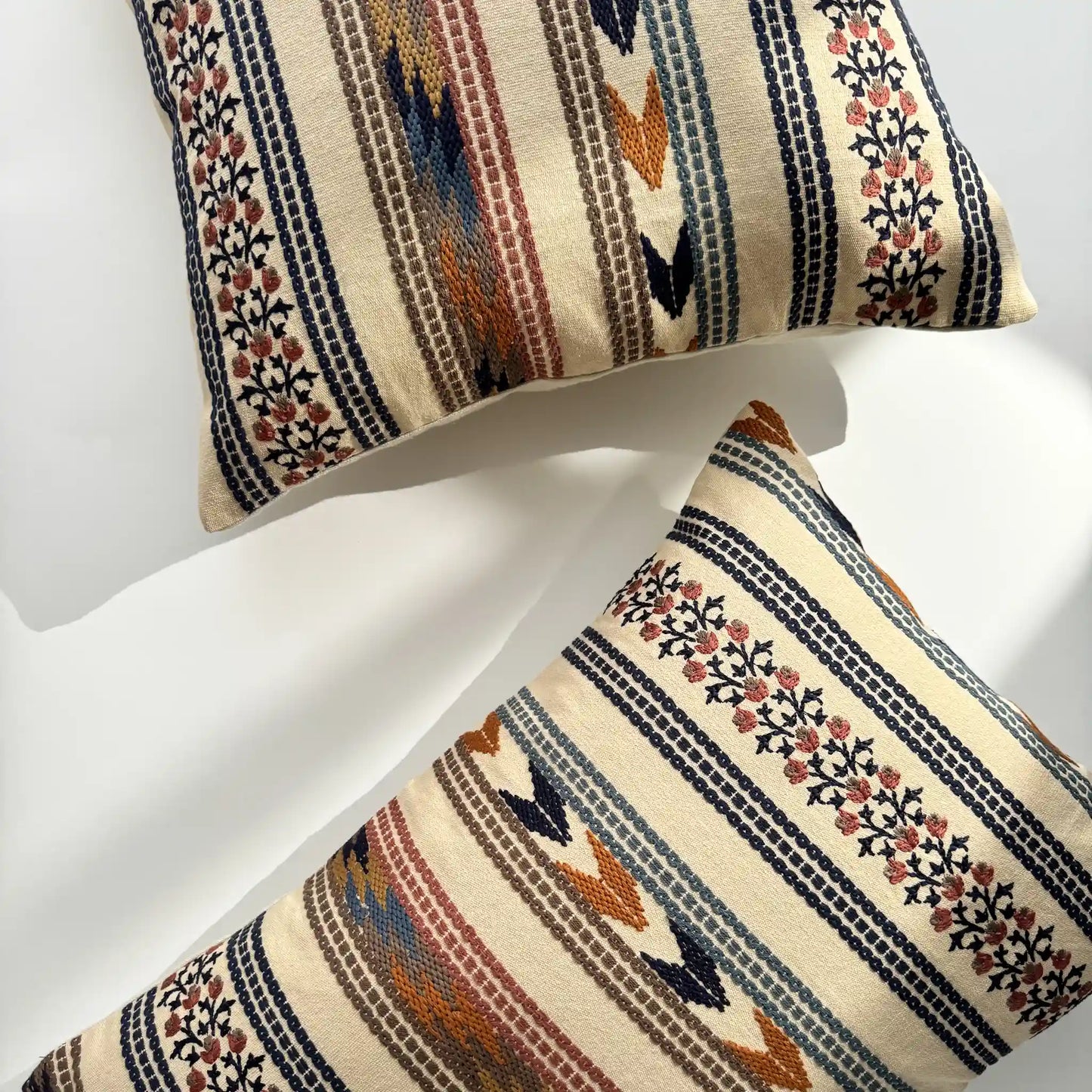 Atelier Embroidered Floral Stripe Cushion Cover