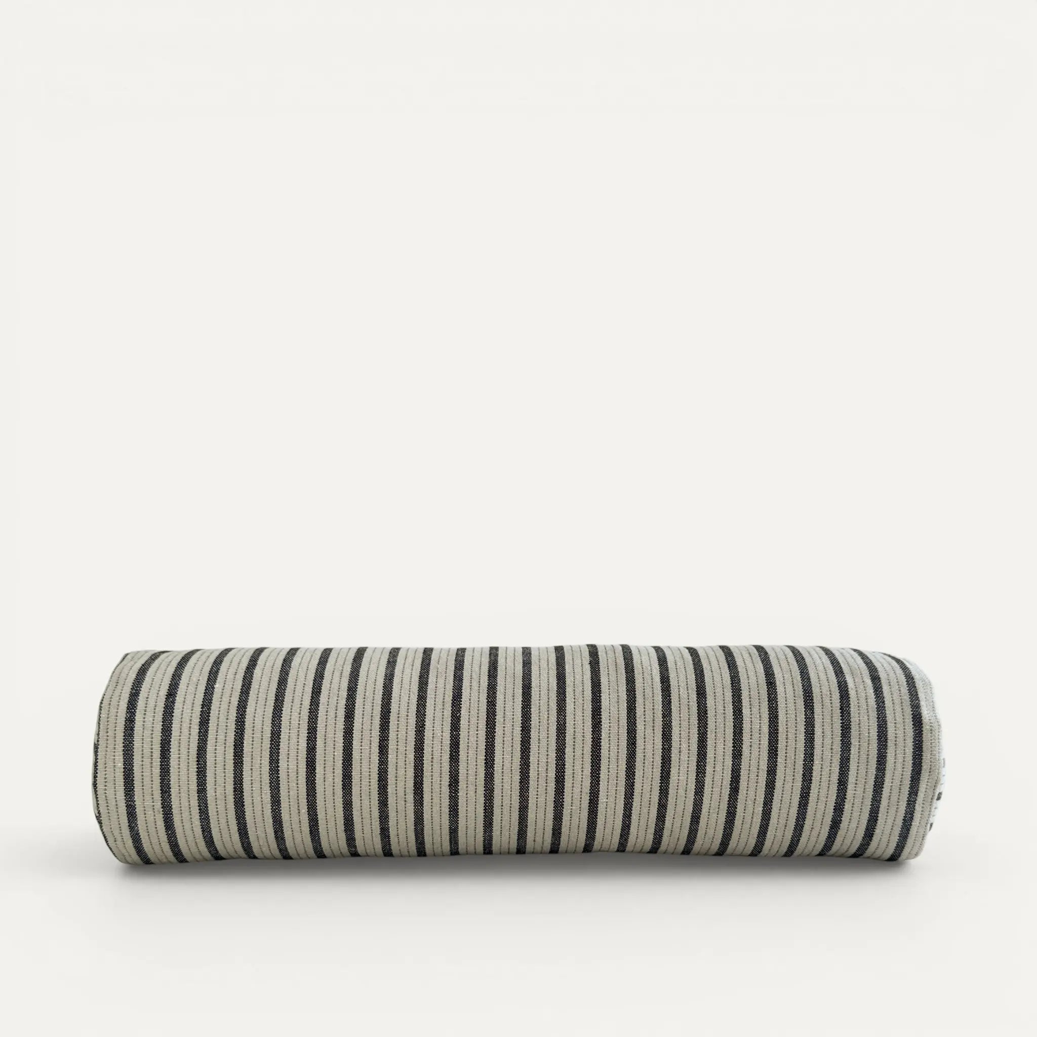 Black and white striped bolster cushion
