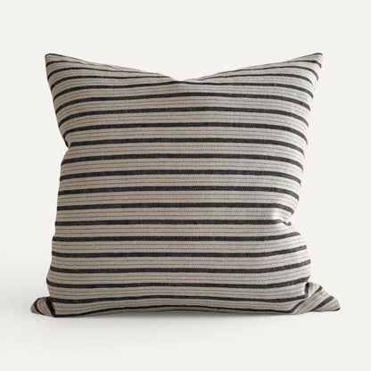 Black and white striped linen blend cushion cover