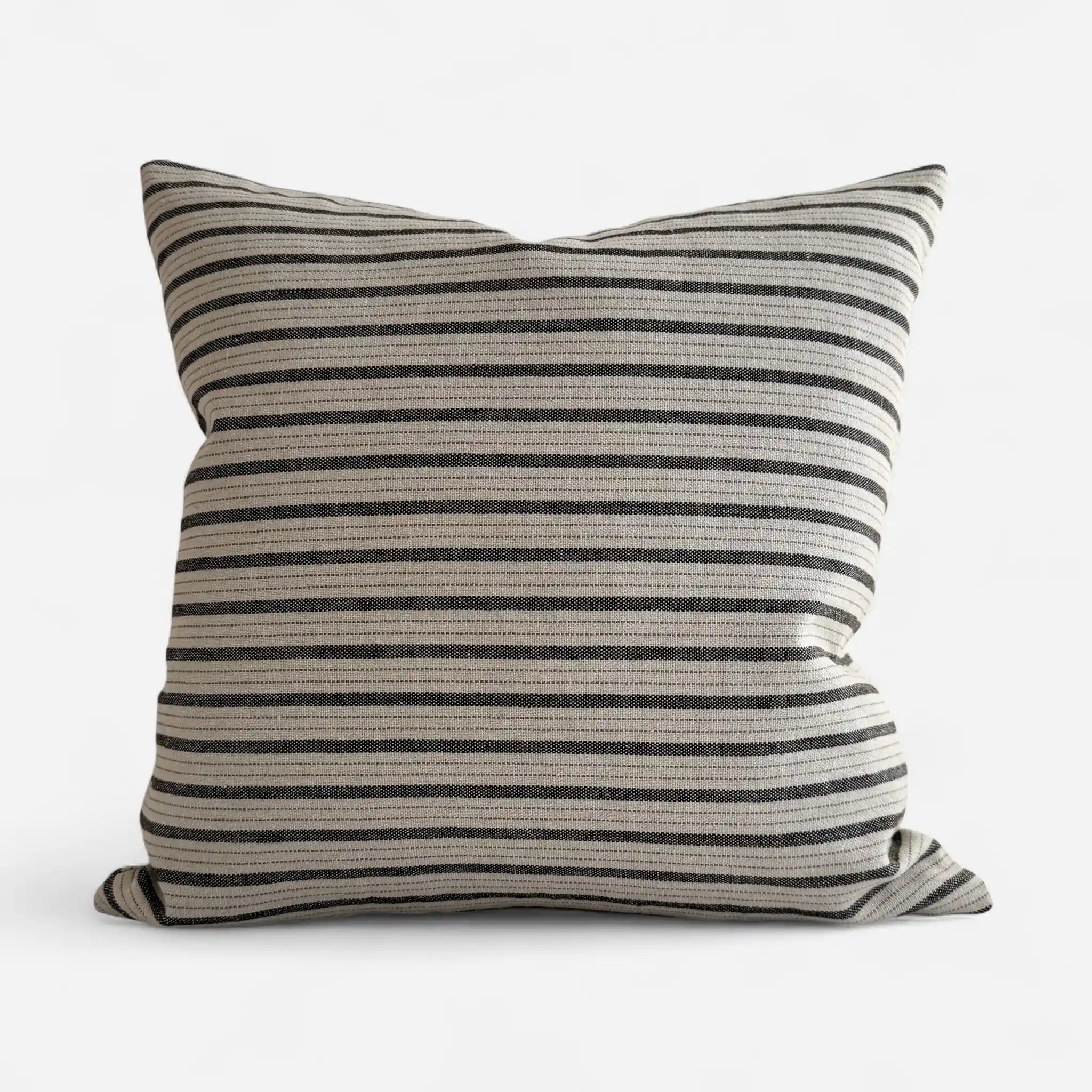 Black and white striped linen blend cushion cover
