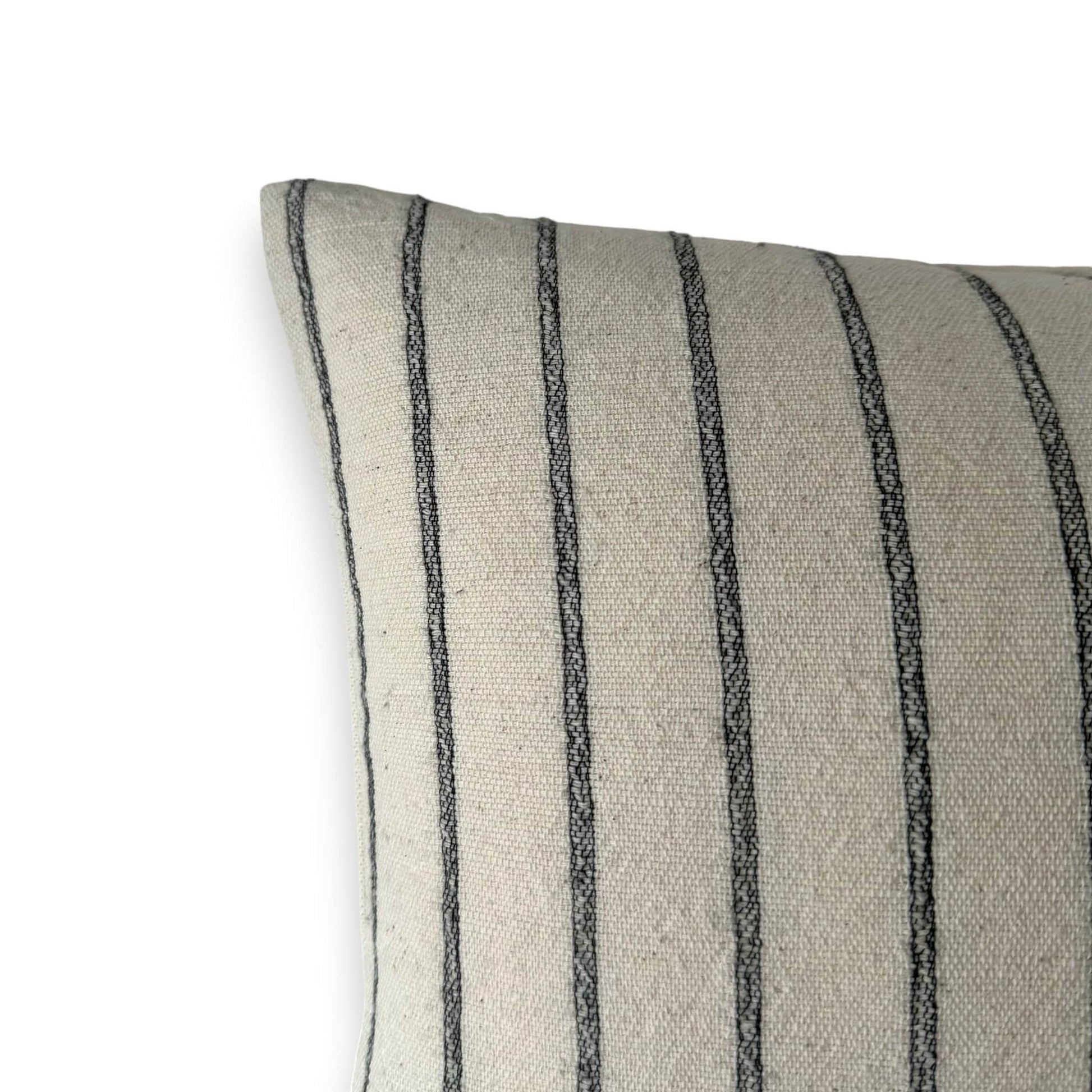 corner of black stripe cushion cover