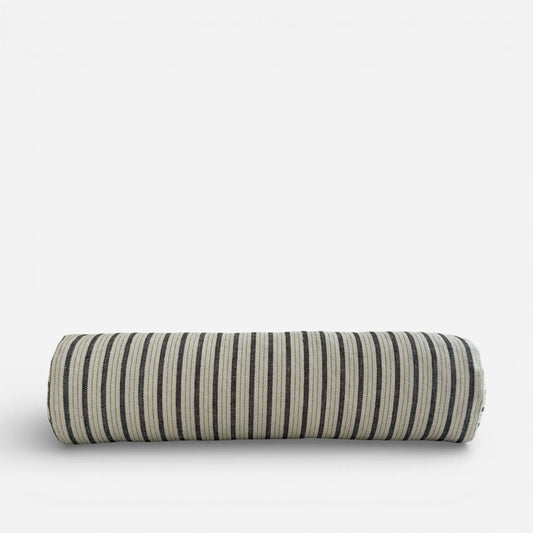 Black and white striped bolster cushion