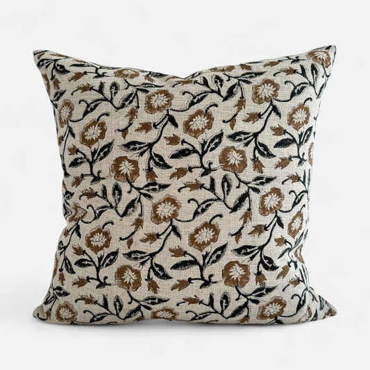 Desire for Beauty Hand Block-Printed Cushion Cover – Brown/Black