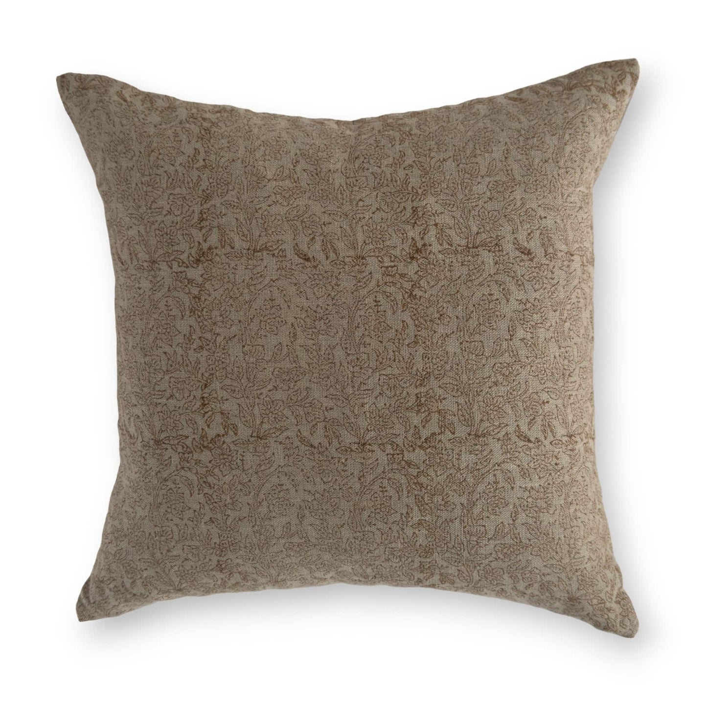 Brown floral block print cushion cover