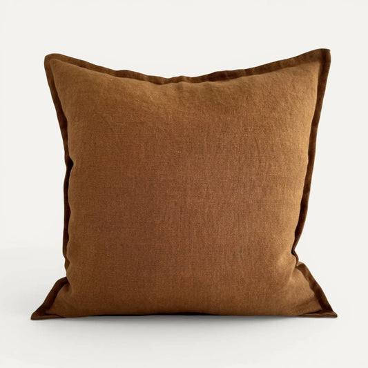 Brown linen cushion cover