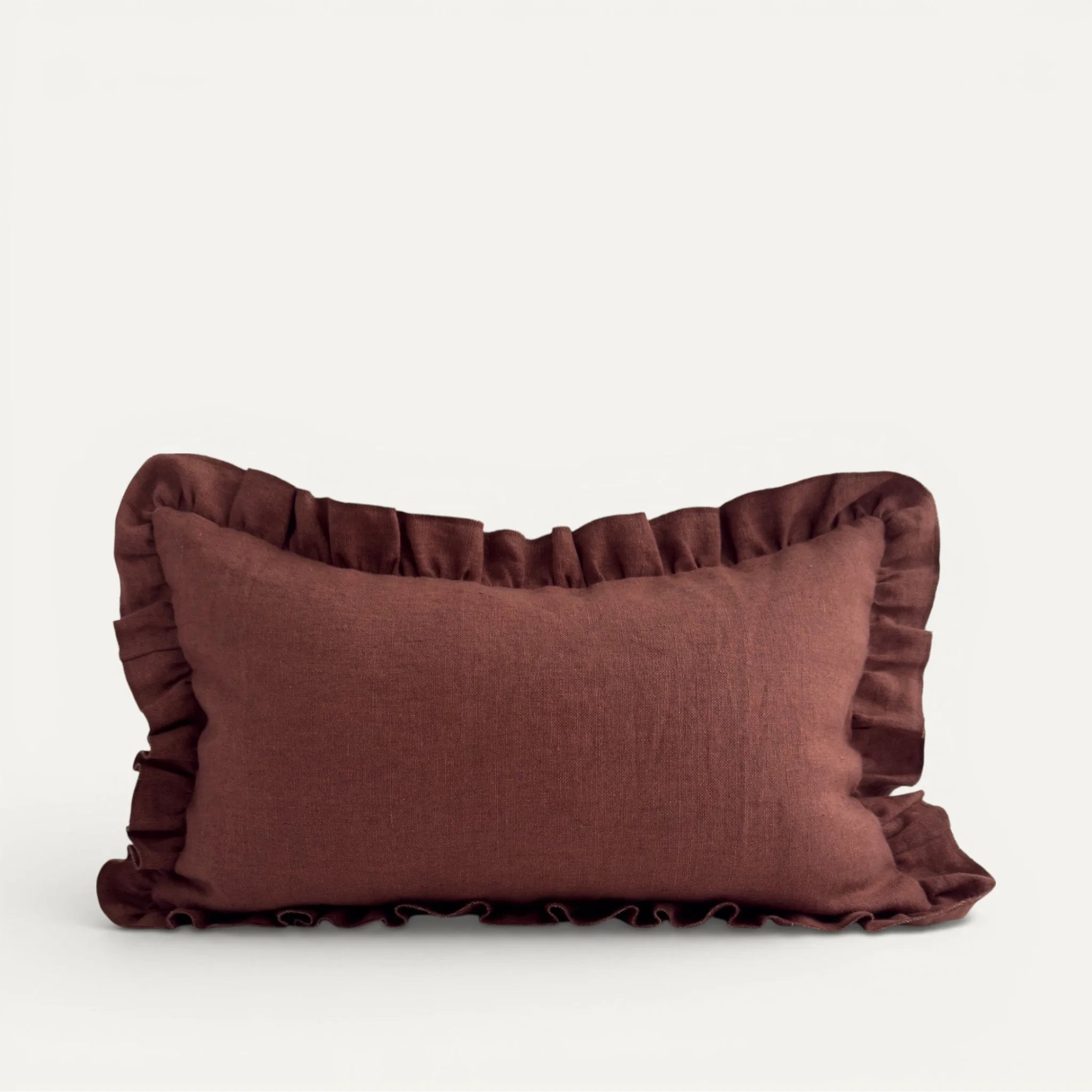 Burgundy red ruffle cushion cover