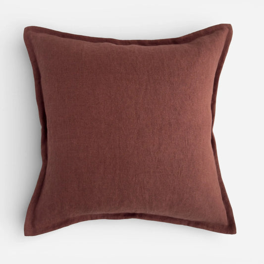 Burgundy red linen cushion cover
