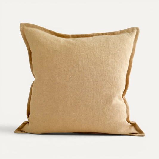 Butter yellow linen cushion cover