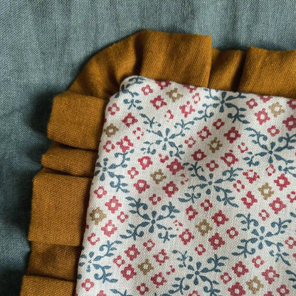 Playful Twist Floral Ruffle Cushion Cover