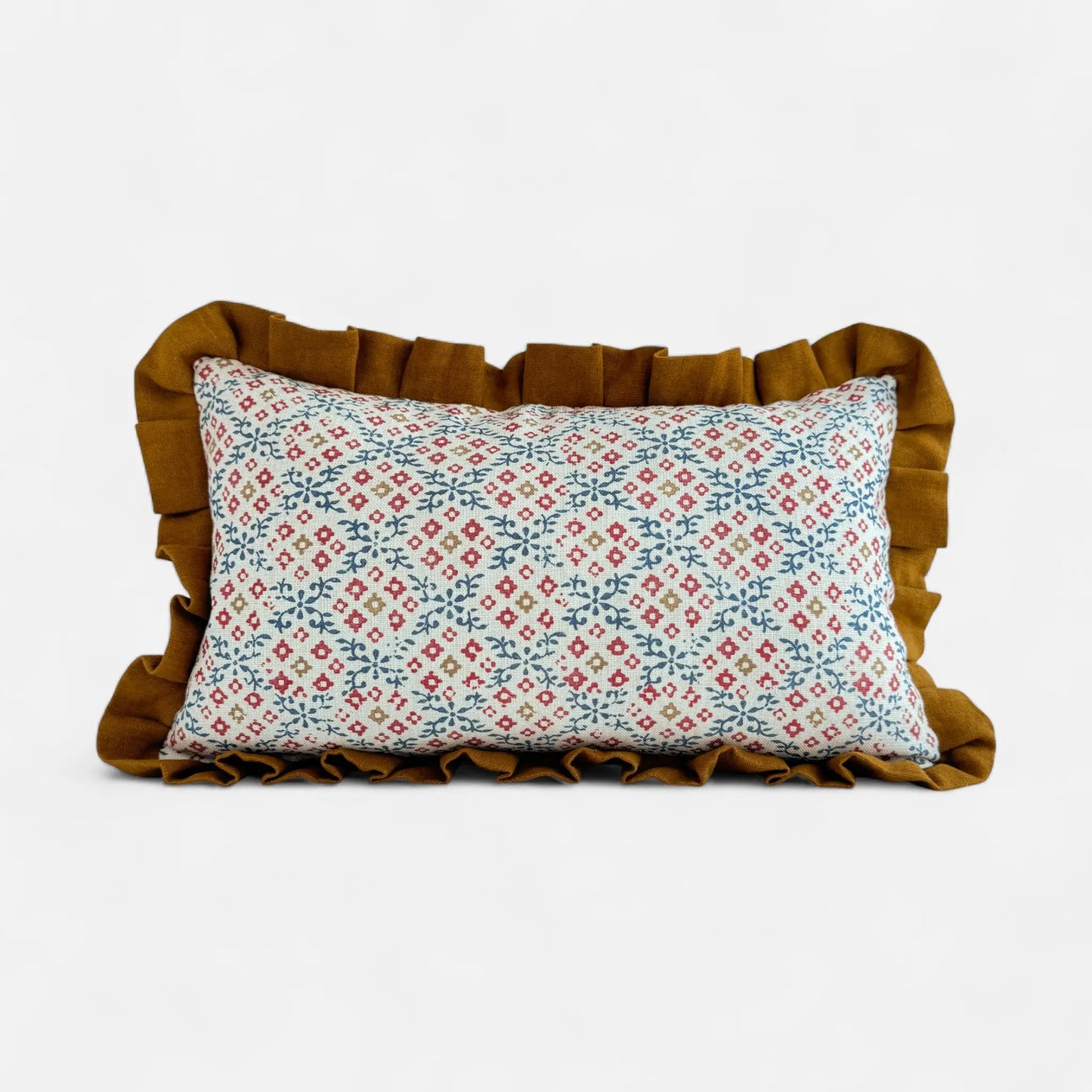 Playful Twist Floral Ruffle Cushion Cover