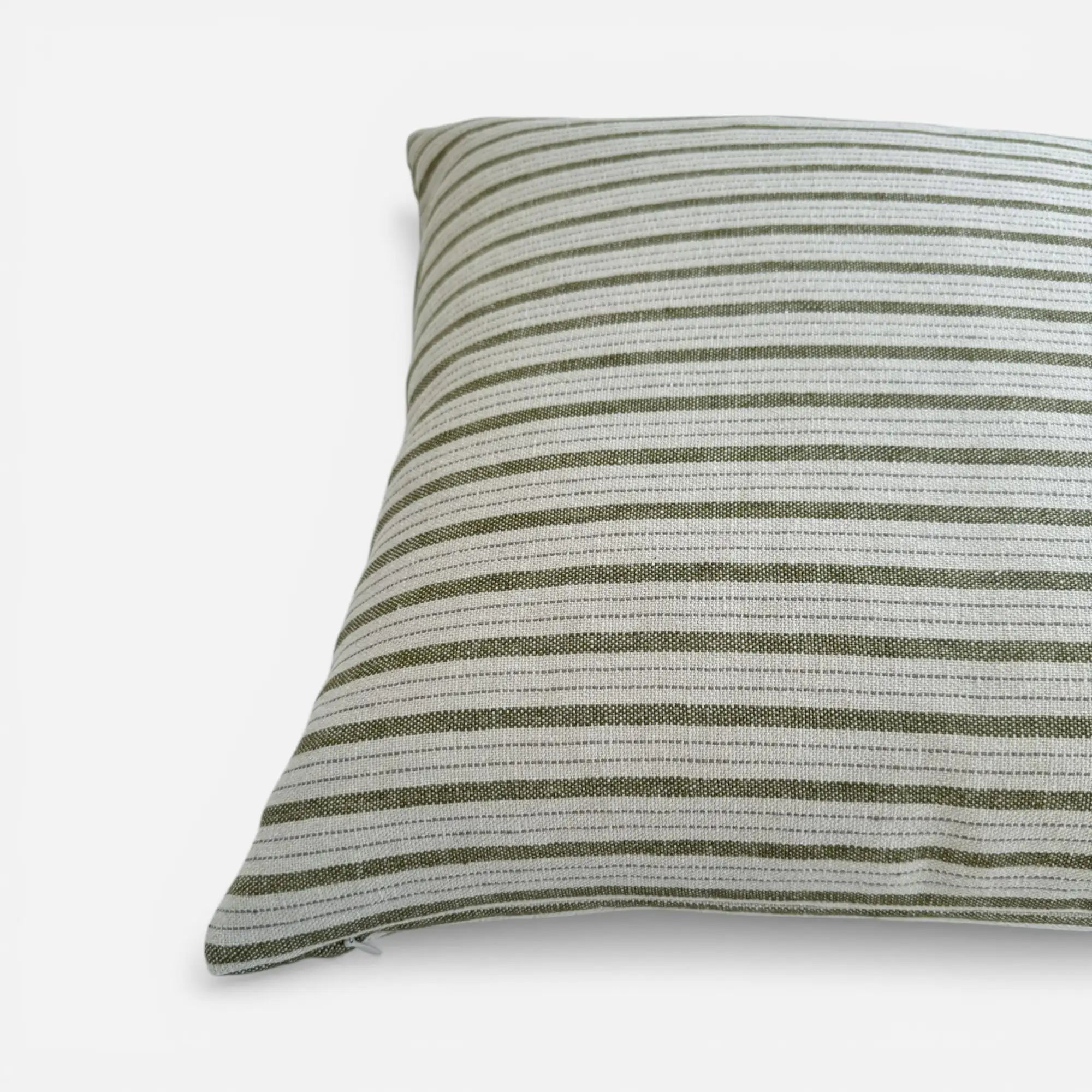 Moments Striped Linen Blend Square Cushion Cover – Olive