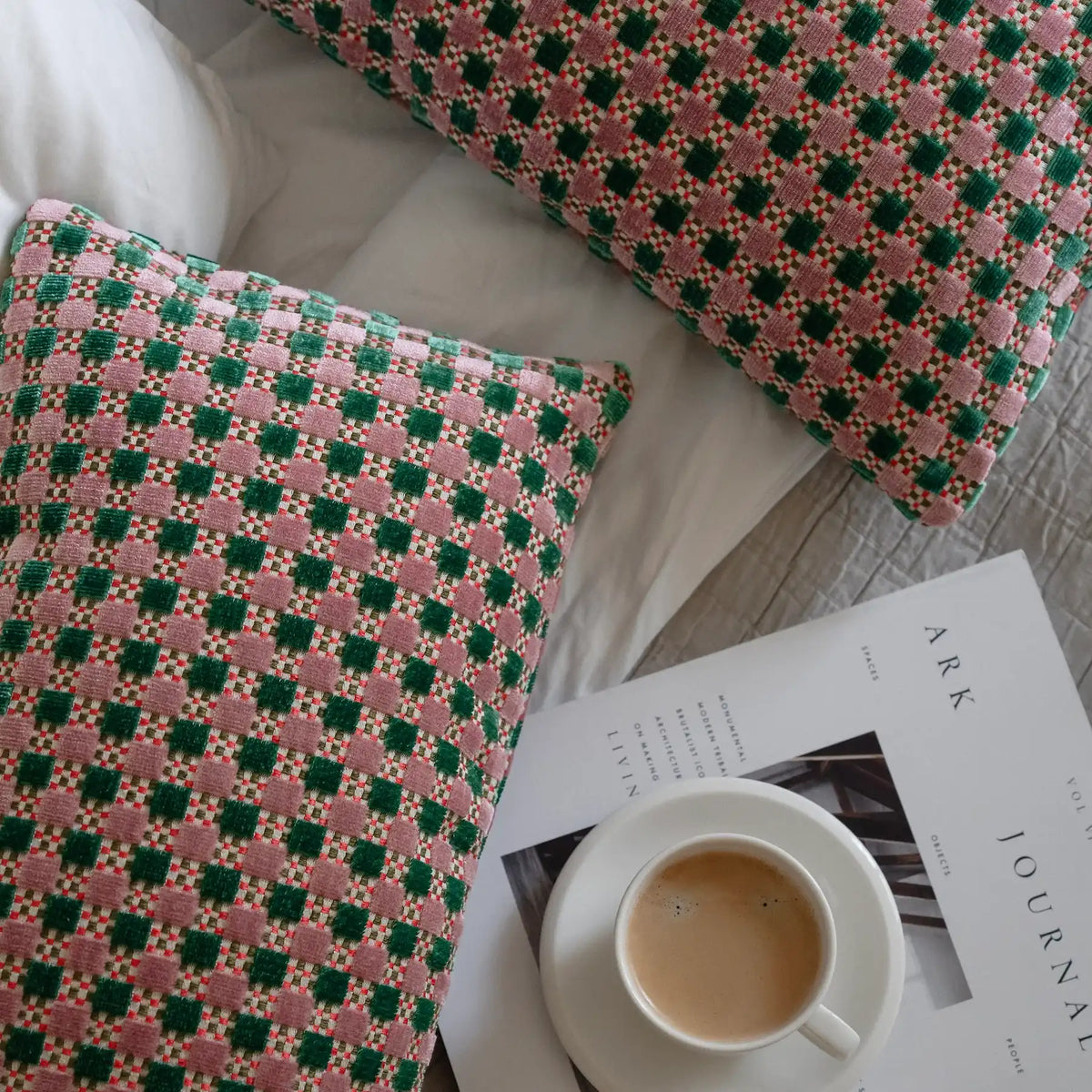 Dazzle Velvet Cushion Cover – Peony/Emerald