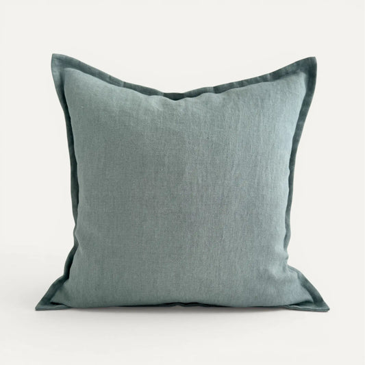 Duck egg blue linen cushion cover