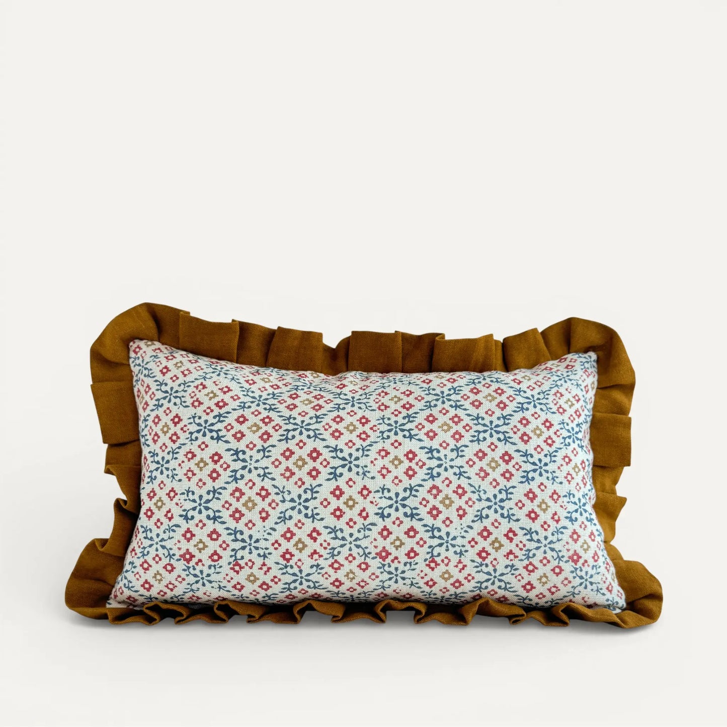 Colourful floral ruffle cushion cover